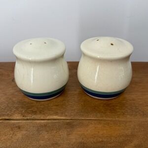 Pfaltzgraff Northwinds Salt Pepper Shakers VTG 90s Blue Green Farmhouse Cottage